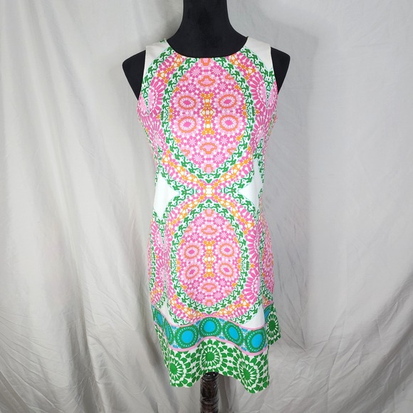 LONDON TIMES Size Medium Colorful Mandala Medallion Print‎ Shift Dress Boho EUC - Picture 1 of 7